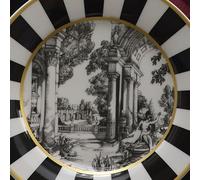 Laurence Llewelyn-Bowen Festivo Porcelain Side Plate Set in Multi, Toile Pattern, 20.2cm x 20.2cm x 2.3cm, Set of 4