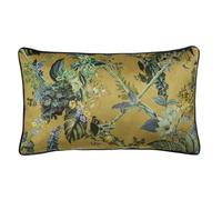 Laurence Llewelyn-Bowen Filled Cushion, Floral Pattern, Decorative Throw Pillow, 1 Piece, 30 x 50 cm, Gold, Recycled Polyester, Velvet