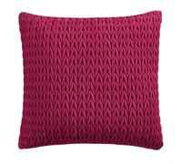 Laurence Llewelyn-Bowen Fuchsia Pink Velvet Cushion 43 x 43cm - Plaited Crochet Design - Filled - Amory Collection - Luxury Decorative Cushion for Sofa or Bedroom