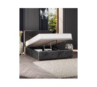 Laurence Llewelyn-Bowen Hesper Ottoman Storage Bed in Mirazzi Velvet Fabric, Custom Made in Black | Size: Super King Laurence Llewelyn-Bowen Black Super King