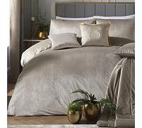 'Montrose' Luxury Velvet Duvet Cover Set Laurence Llewelyn-Bowen Natural Super King