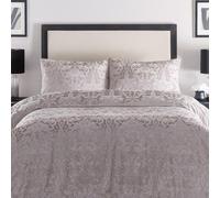 Laurence Llewelyn-Bowen - Linen Embossed Damask Duvet Cover - Double Bedding Size (200 x 200cm) - 2 Pillowcases - Cream Linen Velvet Damask Bedding - Luxury Bedding Set - Jacquard Duvet Set