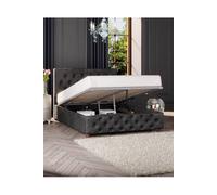 Laurence Llewelyn-Bowen Luna Ottoman Storage Bed In Mirazzi Velvet Fabric, Custom Made In Black Black Super King