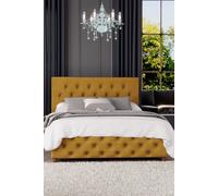 Laurence Llewelyn-Bowen Luna Ottoman Storage Bed in Plush Velvet Fabric, Custom Made in Mustard | Size: Double Laurence Llewelyn-Bowen Mustard Double