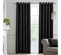 (Black, 66 x 90 Inch) Laurence Llewelyn Bowen Montrose Velvet Blackout Eyelet Lined Curtains