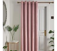 Laurence Llewelyn-Bowen - Blush Pink Velvet Single Curtain W66 x L84" (168 x 214cm) - 1 Panel - Blush Pink Eyelet Curtain - Thermal & Soundproof Curtain in Blush Pink - Montrose Collection