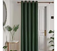 Laurence Llewelyn-Bowen Montrose Bottle Green Velvet Eyelet Curtain - W66 x L84" (168x214cm) - 1 Panel - Thermal & Soundproof - Soft Luxury Drapes for Door/Bedroom