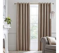 Montrose' Velvet Blackout-Coated Pair of Eyelet Curtains Laurence Llewelyn-Bowen Natural 168cm width x 137cm drop