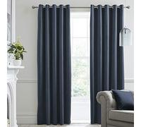 Laurence Llewelyn-Bowen Montrose Navy Blackout, W46 x L54 (117 x 137cm), Velvet Living Room & Bedroom, Dark Blue Thermal/Eyelet Curtains, Polyester