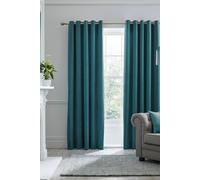Laurence Llewelyn-Bowen Montrose' Velvet Blackout-Coated Pair of Eyelet Curtains in Teal | Size: 229Cm Width X 183Cm Drop