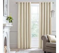 Laurence Llewelyn-Bowen - Ivory Velvet Curtains W90 x L90 (229 x 229cm) - 2 Panels - Blackout Curtains for Bedroom - Ivory Cream Eyelet Curtains - Thermal/Soundproof Curtains - Montrose Collection