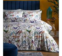 Laurence Llewelyn-Bowen - Multi-Colours Birds Duvet Cover - Double Bedding Size (200 x 200cm) - Soft 100% Cotton Sateen - 2 Pillowcases - 200 Thread Count - Luxury Bedding - Bird Duvet Cover in White