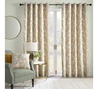 Laurence Llewelyn-Bowen - Ochre/White Tropical Palm Tree Curtains W66 x L54 (168 x 137cm) - Jacquard Curtains w/Floral Leaf/Fern - Luxury Drapes for Living Room/Bedroom- Paradise Palm Collection