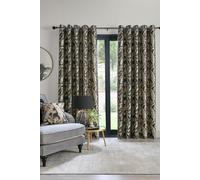 Laurence Llewelyn-Bowen 'Paradise Palm' Jacquard Palm Leaf Pair of Eyelet Curtains in Black | Size: 229 cm width x 229 cm drop Laurence Llewelyn-Bowen Black 229 cm width x 229 cm drop