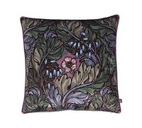 Laurence Llewelyn-Bowen - Rambleicious - Dark Green Velvet Filled Cushion - 55 x 55cm in Multi - Damask Floral Cushion - Filling/Padding Included - Traditional/Vintage Pattern Inspired Print