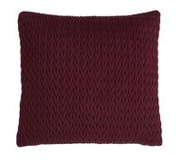 Laurence Llewelyn-Bowen - Red Velvet Plaited Cushion - 43 x 43cm - Filling Included - Red Wine Crotchet Pattern - Amory Collection