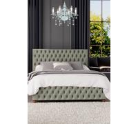 Seren Ottoman Storage Bed in Plush Velvet Fabric, Custom Made Laurence Llewelyn-Bowen Duck Egg Blue Small Double