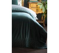 Laurence Llewelyn-Bowen Siena Velvet Bedspread, Bottle Green, 100% Recycled Polyester, 150 x 220 cm, Quilted Border, Plain Style