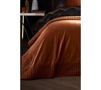 Laurence Llewelyn-Bowen Siena Velvet Bedspread, Spice, 100% Recycled Polyester, 150 x 220 cm, Quilted Border, Plain Style