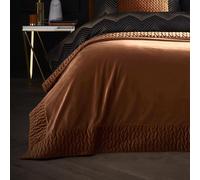 Laurence Llewelyn-Bowen Siena Velvet Bedspread, Spice, 100% Recycled Polyester, 150 x 220 cm, Quilted Border, Plain Style