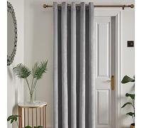 Laurence Llewelyn-Bowen - Silver Velvet Single Curtain W66 x L84" (168 x 214cm) - 1 Panel - Silver Grey Eyelet Curtain- Thermal & Soundproof Curtain in Grey Silver - Montrose Collection