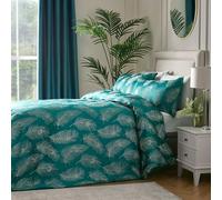 Laurence Llewelyn-Bowen - Teal Peacock Feathers Duvet Cover - Double Bedding Size (200 x 200cm) - 2 Pillowcases - Jacquard Bedding Set in Teal - Luxury Bedding - Peacock Bird Duvet Cover 4% Metallic