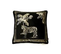 Laurence Llewelyn-Bowen Black & Gold Luxury Velvet Filled Cushion-43 x 43cm-Tiger Collection, Polyester, 1 Count (Pack of 1)