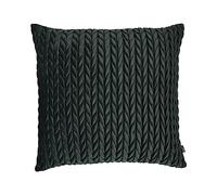 Laurence Llewelyn-Bowen Velvet Cushion - Dark Bottle Green Plaited Design - 43x43cm Decorative Throw Pillow with Filling - Amory Collection - Soft Textured Crochet for Sofa, Bed, or Chair