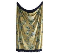 Laurence Llewelyn-Bowen Velvet Throw - Gold Floral Pattern - 130 x 180cm - Reversible - Soft Polyester - Decorative Blanket for Sofa, Bed or Lounge