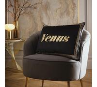 Laurence Llewelyn-Bowen Venus Signature Cushion 40 x 60cm Black - Soft Velvet Decorative Design with Piped Edge, Filled Pad Included