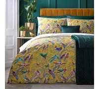 Dunelm Duvet Cover Set Birdity Absurdity - 100% Cotton Sateen 200TC, King (230x220cm), Yellow