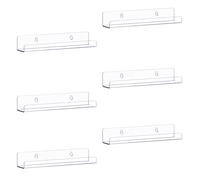 Laurensory Vinyl Record Shelf Wall Mount 6 Pack, 7 inch Clear Acrylic Album Record Holder for Daily LP Listening, Vinyl Record Display with Installation Hardware