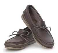 Laurentian Chief Moccasin Slippers for Men with Single Lacing, 8 Hole Collar and Padded Indian Rubber Sole, Canada Quality, Comfortable Stylish Indoor and Outdoor Moccasins for Men, Fudge Men Indoor -