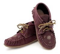 Laurentian Chief Moccasins Women Ankle Boot - Stylish Ankle Boots with Inca Embroidery, Comfortable Insole, Durable Rubber Sole, Made in Canada, Brush Bordeaux Leather, 4.5 UK