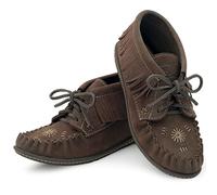 Laurentian Chief Moccasins Women Ankle Boot - Stylish Ankle Boots with Inca Embroidery, Comfortable Insole, Durable Rubber Sole, Made in Canada, Brush Coffee Leather, 8 UK