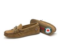Laurentian Chief Women’s Moccasins - Handcrafted Leather Moccasin Slippers for Women with Inca Embroidery, Soft Insole & Natural Rubber Sole - Indoors & Outdoors - Made in Canada, Moka, 7 UK