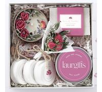 LaurGifts Birthday Gift for Women Rose & Jasmine Gift Set Box - Candle Gift for Her Coworker Gift Idea - Spa Gift for Friend Mom Wife Girlfriend Gift