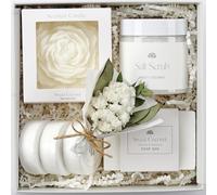 LaurGifts Sweet Coconut Spa Gift Box for Women - Birthday Gift for Her with Candle & Spa Set - Dutch Flower Fields Inspired Relaxing Gifts for Mom, Wife, Sister, Friend, Coworker