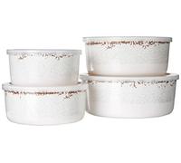 Laurie Gates by Gibson Mauna Melamine 8 Piece Nesting Food Storage Set W/PP Lid- 54OZ, 40OZ, 27OZ, 19OZ - Ice White