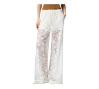 Laurie Pantalone Pizzo Rebrode - female - PINKO - Wide Trousers - White - S - Trousers S
