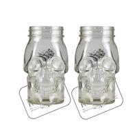 Laurie's Pub and Bar Accessories | Dead Man Fingers Skull Mason Glass Jars | Set of 2