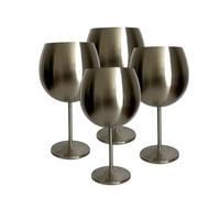 Laurie's Pub and Bar Accessories | Set of 4 Stainless Steel Matt Silver Gin Glasses | 700 ml | Unbreakable, Gin, Cocktail Glasses