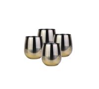 Laurie's Pub and Bar Accessories Set of 4 Stainless Steel Tumbler Glasses | 550ml | Unbreakable, Gin, Cocktail Glasses (Brushed Gold)