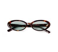 Laurinny 90s Sunglasses for Women Men Retro Small Oval Sunglasses, Tortoiseshell/Green, 145mm