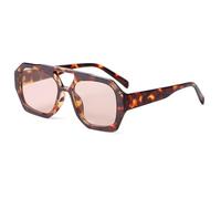 Laurinny Hexagon Pilot Sunglasses for Women Retro Square Sunglasses 70s Tinted Double Bridge Geometric Sun Glasses(Tortoiseshell/Orange)
