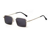 Laurinny Hexagon Rectangle Sunglasses Women Retro Gold Metal Rectangular | Trendy,Tinted Lense Shade,Sun Glasses