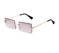 Laurinny Rectangular Rimless Sunglasses Men's Rectangular Glasses Square Frameless Sunglasses for Women Men, Gold/Grey Purple