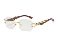 Laurinny Retro Rimless Sunglasses for Women Men Polygon Gold Metal Frameless Rectangle Square Sun Glass(Gold/Clear)