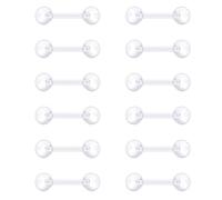 LAURITAMI 12-14pcs Clear Tragus Bars Retainer 16G Bioflex 6mm Stab Helix Cartilage Earring Stud Ear Piercing Jewelry