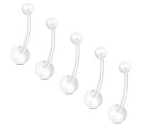 LAURITAMI 14G Plastic Belly Bar 16mm Pregnancy Belly Bars for Surgery/Healing/Sensitive Skin/Stretched, Plastic Navel Piercing Jewelry for Women Men,5 Pcs